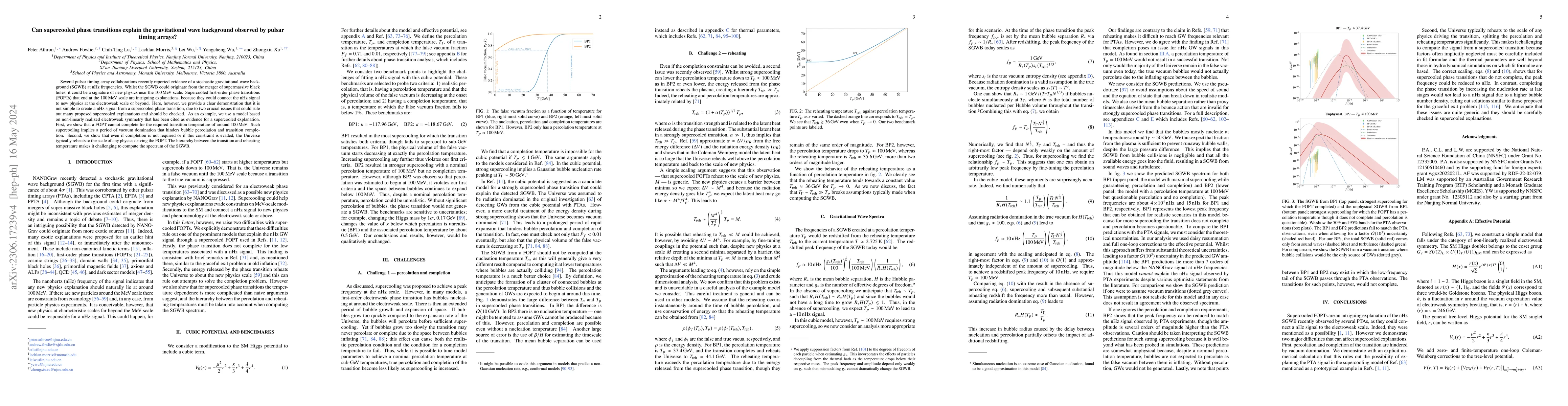Thumbnail for Can supercooled phase transitions explain the gravitational wave
  background observed by pulsar timing arrays?