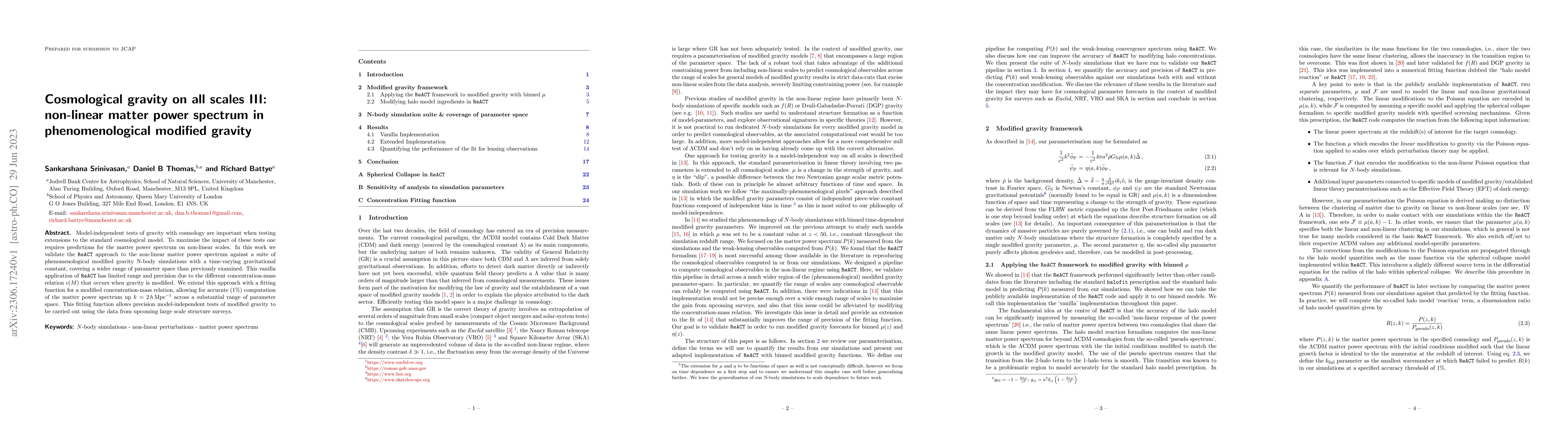 Thumbnail for Cosmological gravity on all scales III: non-linear matter power spectrum
  in phenomenological modified gravity