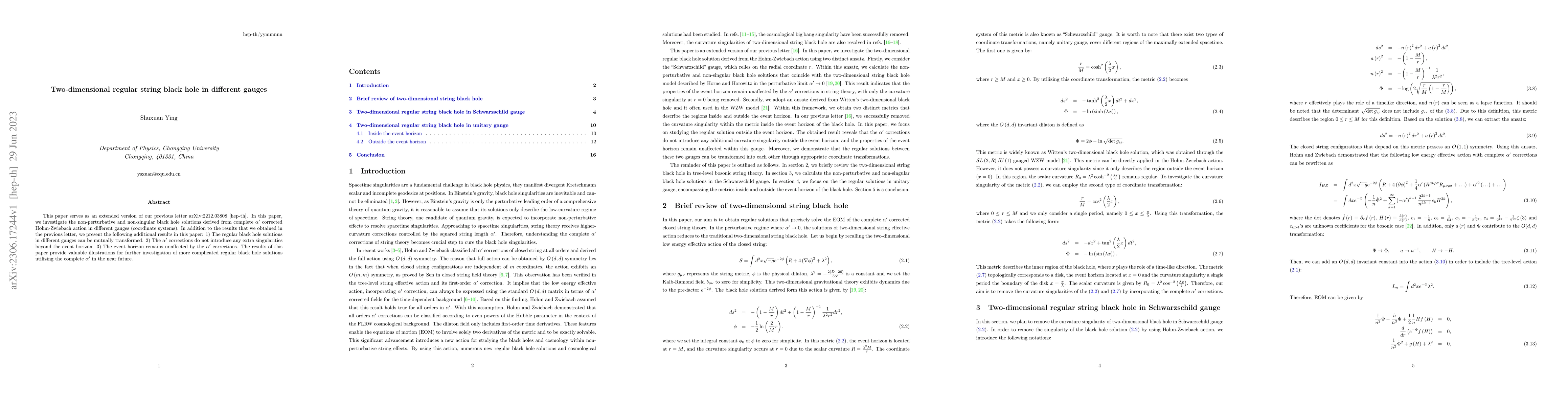 Thumbnail for Two-dimensional regular string black hole in different gauges