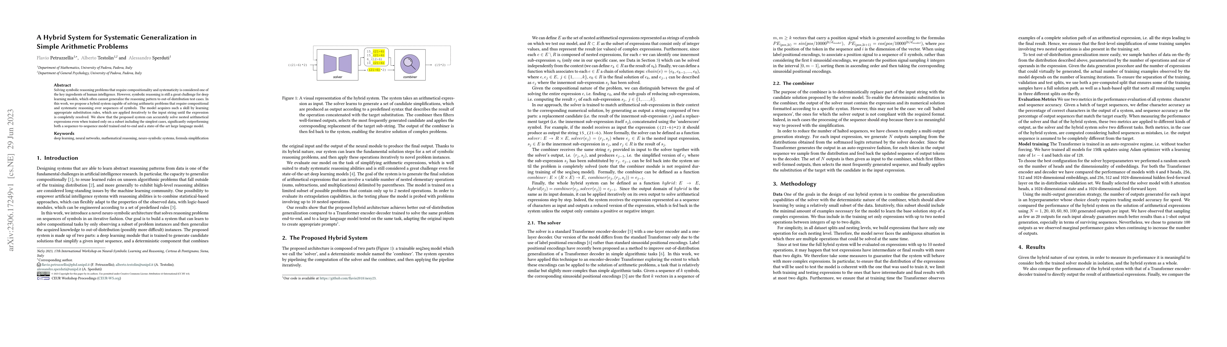 Thumbnail for A Hybrid System for Systematic Generalization in Simple Arithmetic
  Problems