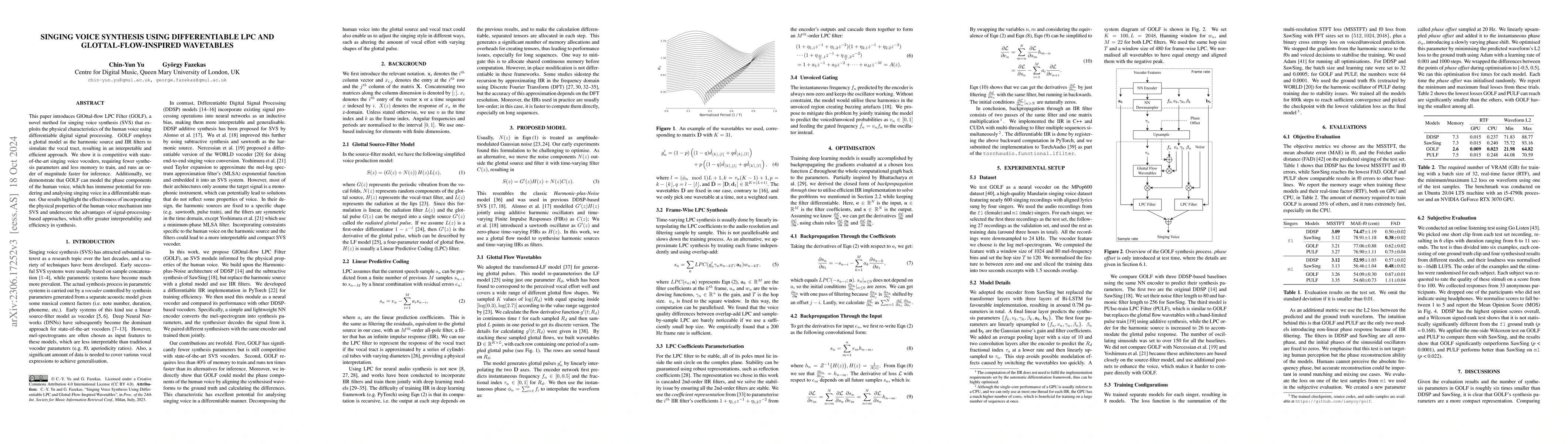 Thumbnail for Singing Voice Synthesis Using Differentiable LPC and
  Glottal-Flow-Inspired Wavetables