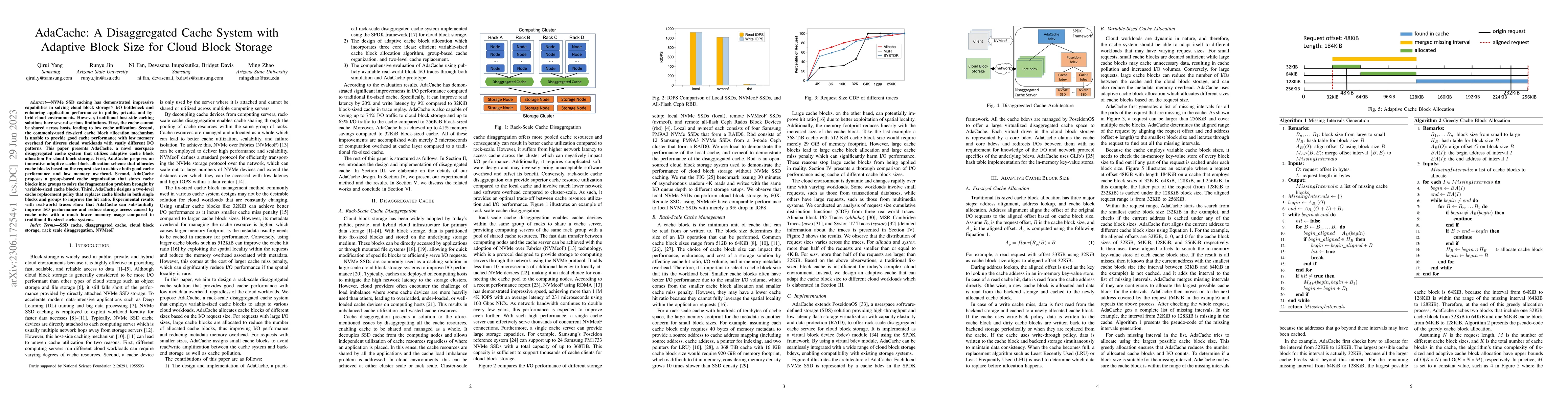Thumbnail for AdaCache: A Disaggregated Cache System with Adaptive Block Size for
  Cloud Block Storage