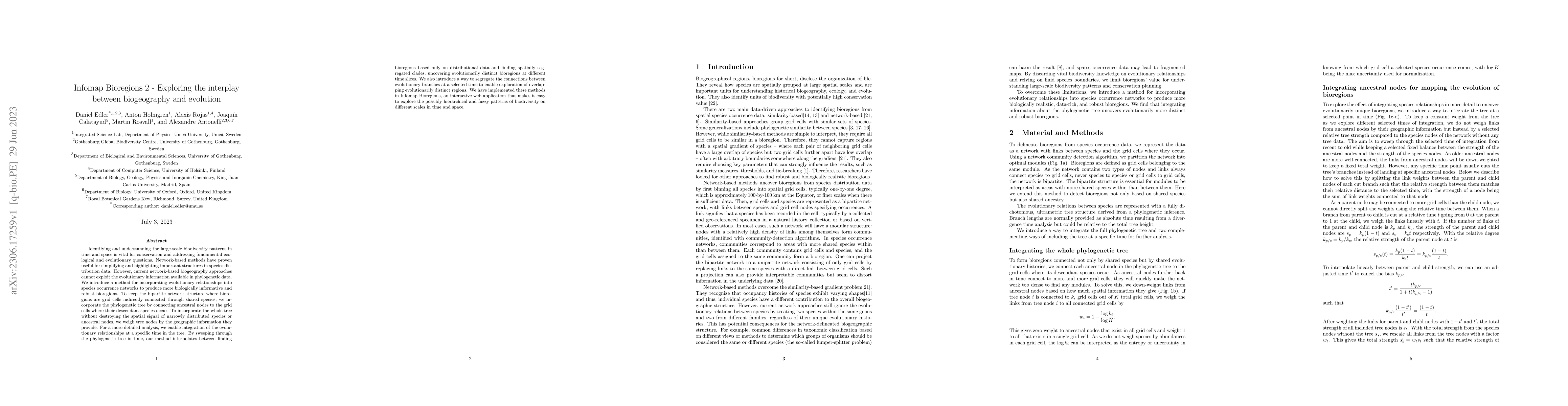 Thumbnail for Infomap Bioregions 2 - Exploring the interplay between biogeography and
  evolution