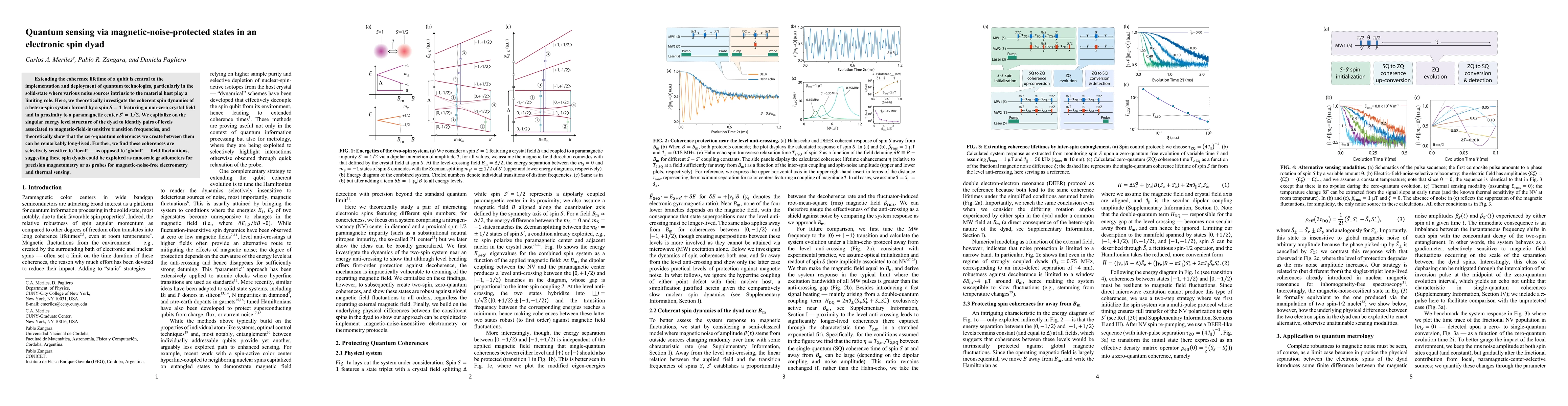 Thumbnail for Quantum sensing via magnetic-noise-protected states in an electronic
  spin dyad