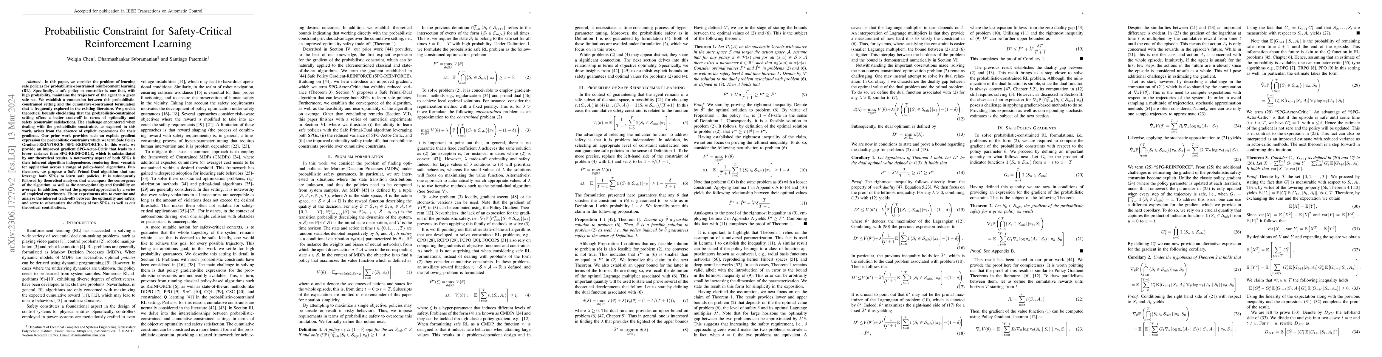 Thumbnail for Probabilistic Constraint for Safety-Critical Reinforcement Learning