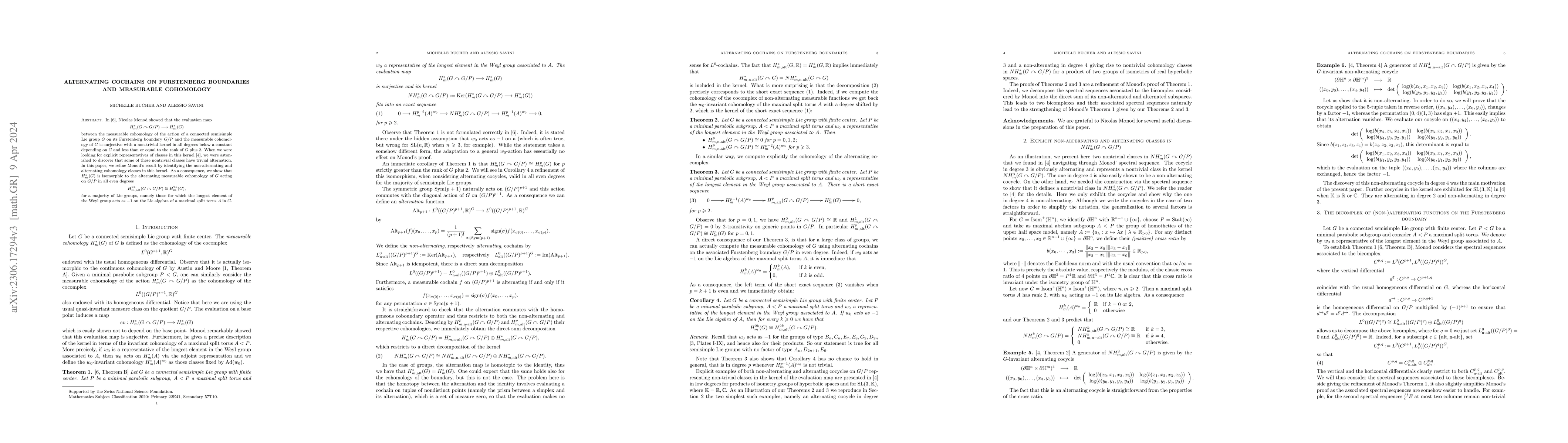 Thumbnail for Alternating cochains on Furstenberg boundaries and measurable cohomology