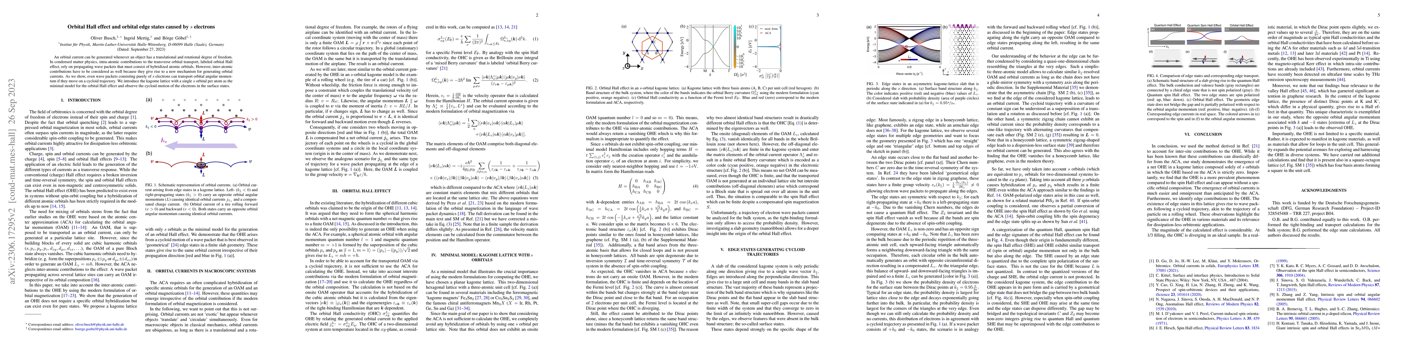 Thumbnail for Orbital Hall effect and orbital edge states caused by s electrons