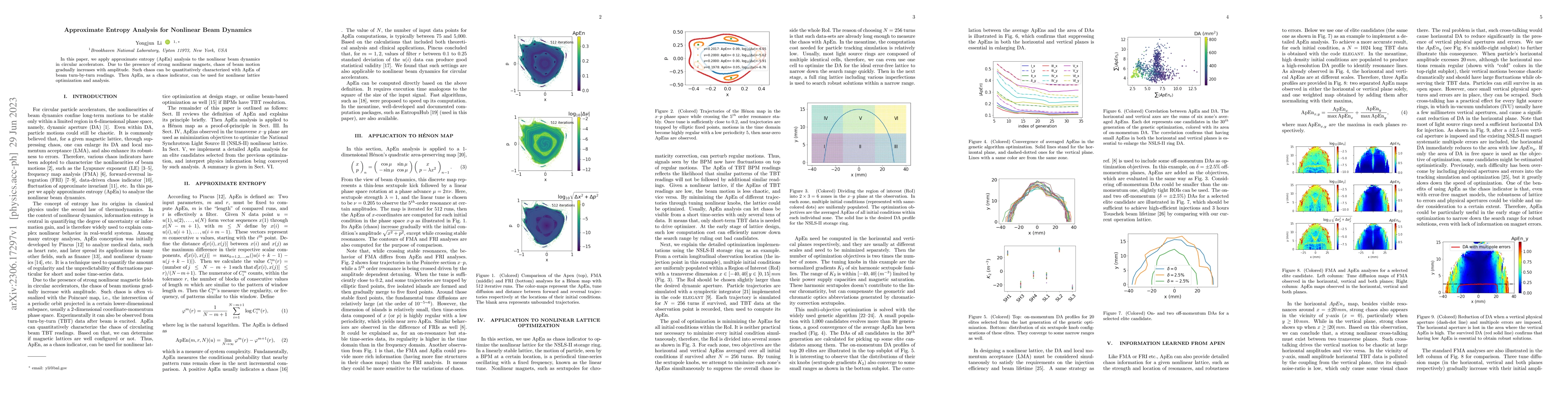 Thumbnail for Approximate Entropy Analysis for Nonlinear Beam Dynamics