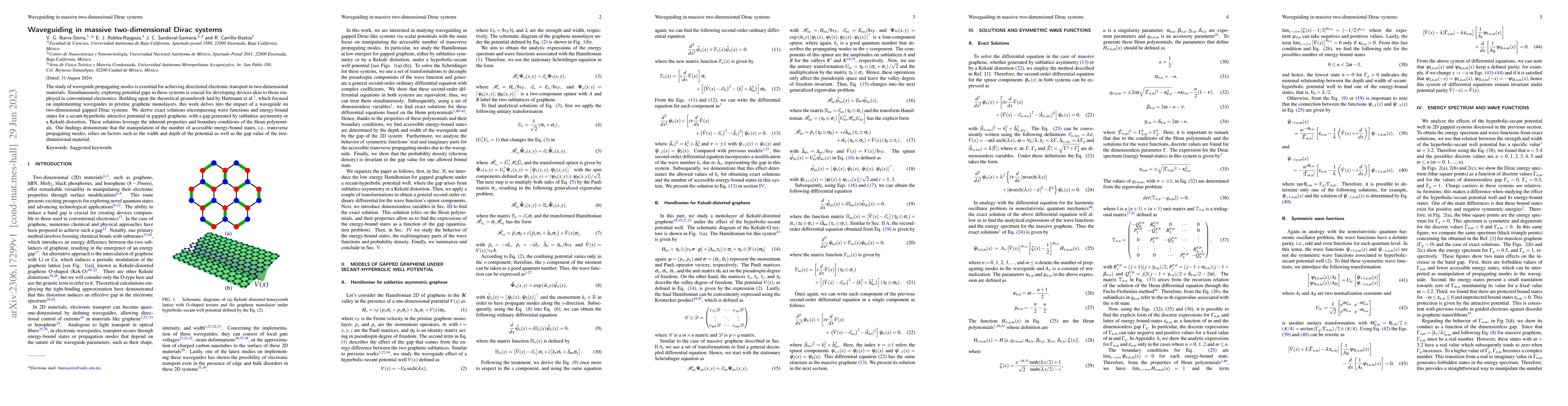 Thumbnail for Waveguiding in massive two-dimensional Dirac systems