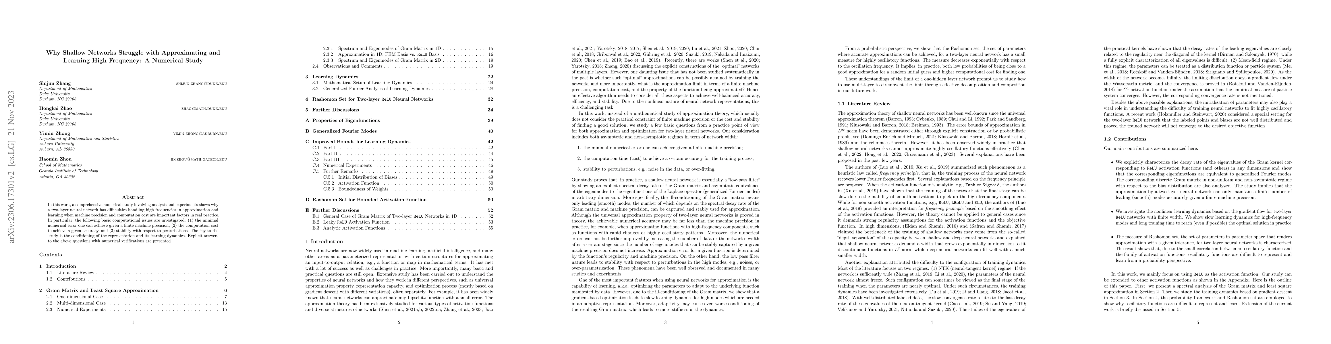 Thumbnail for Why Shallow Networks Struggle with Approximating and Learning High
  Frequency: A Numerical Study