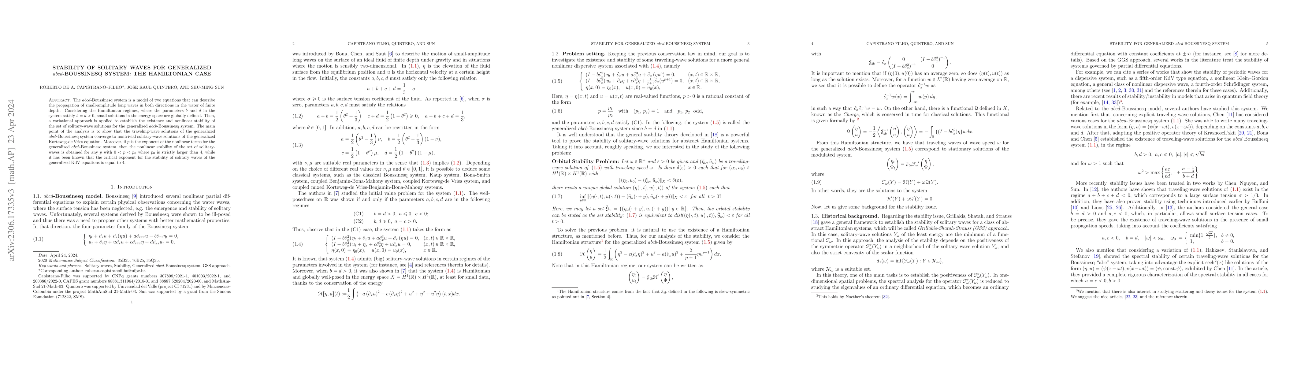 Thumbnail for Stability of solitary waves for generalized $abcd$-Boussinesq system:
  The Hamiltonian case