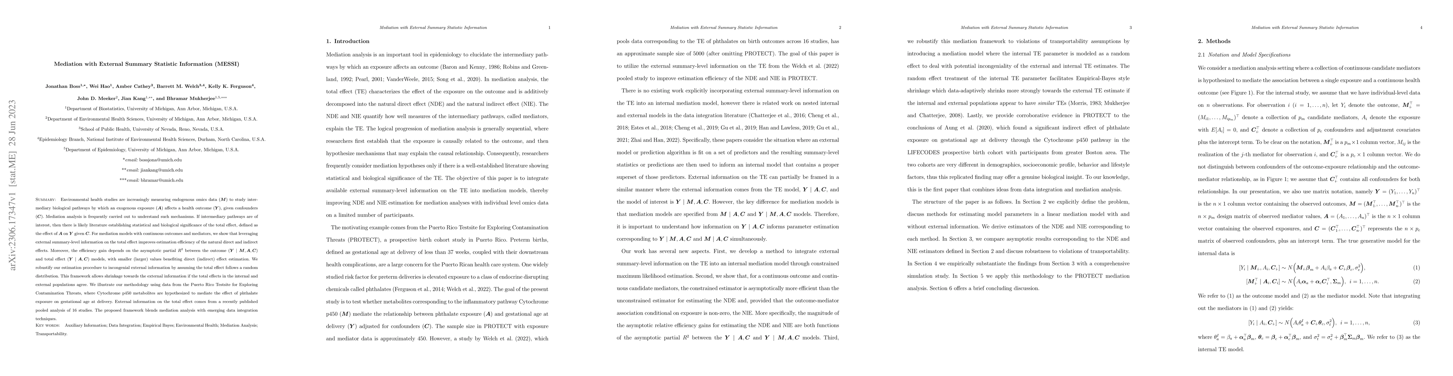 Thumbnail for Mediation with External Summary Statistic Information (MESSI)