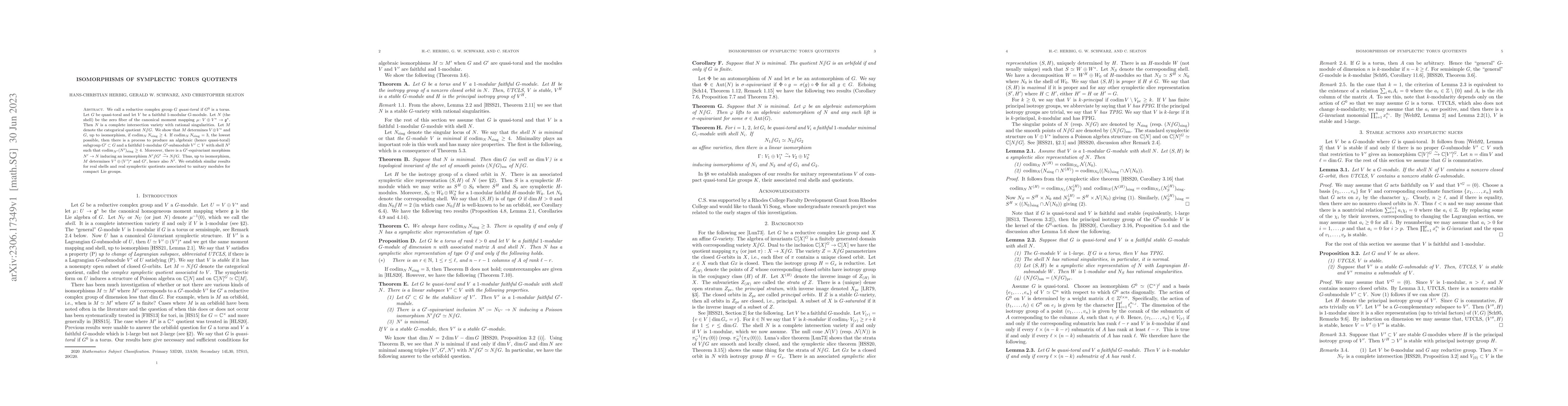 Thumbnail for Isomorphisms of Symplectic Torus Quotients