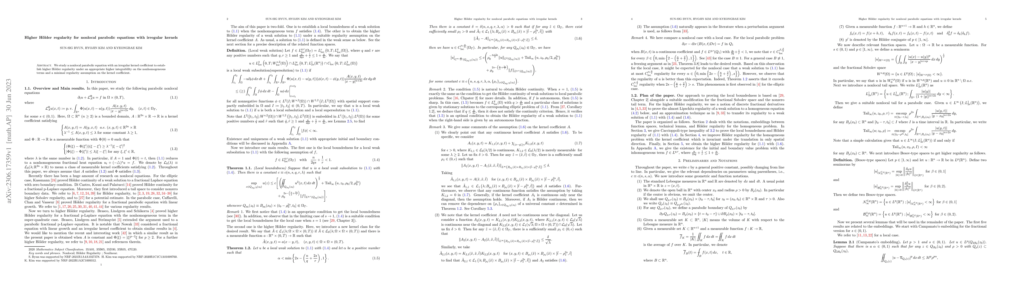 Thumbnail for Higher H\"older regularity for nonlocal parabolic equations with
  irregular kernels