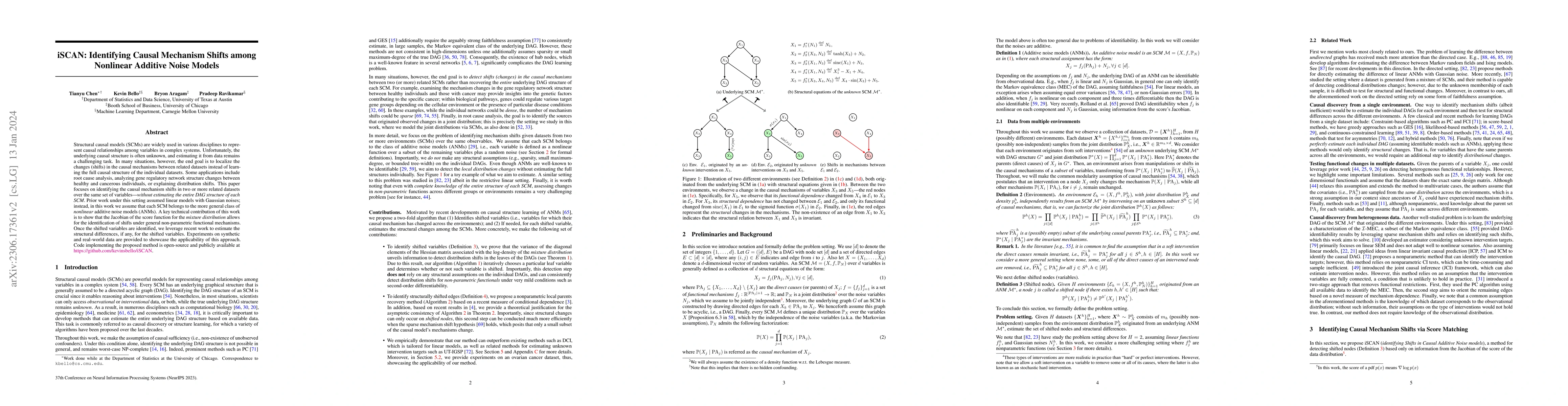 Thumbnail for iSCAN: Identifying Causal Mechanism Shifts among Nonlinear Additive
  Noise Models