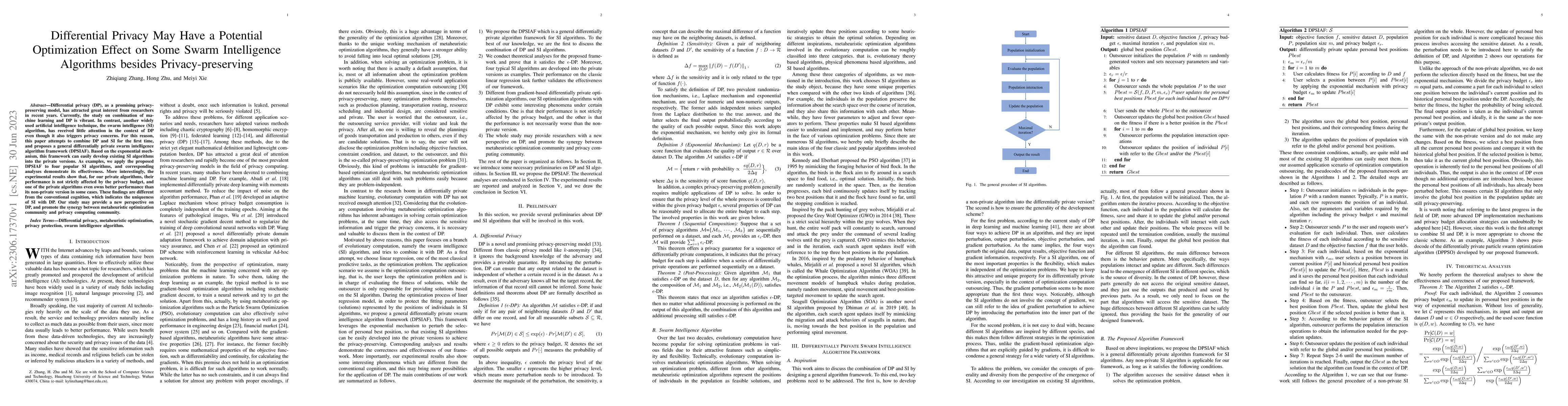 Thumbnail for Differential Privacy May Have a Potential Optimization Effect on Some
  Swarm Intelligence Algorithms besides Privacy-preserving