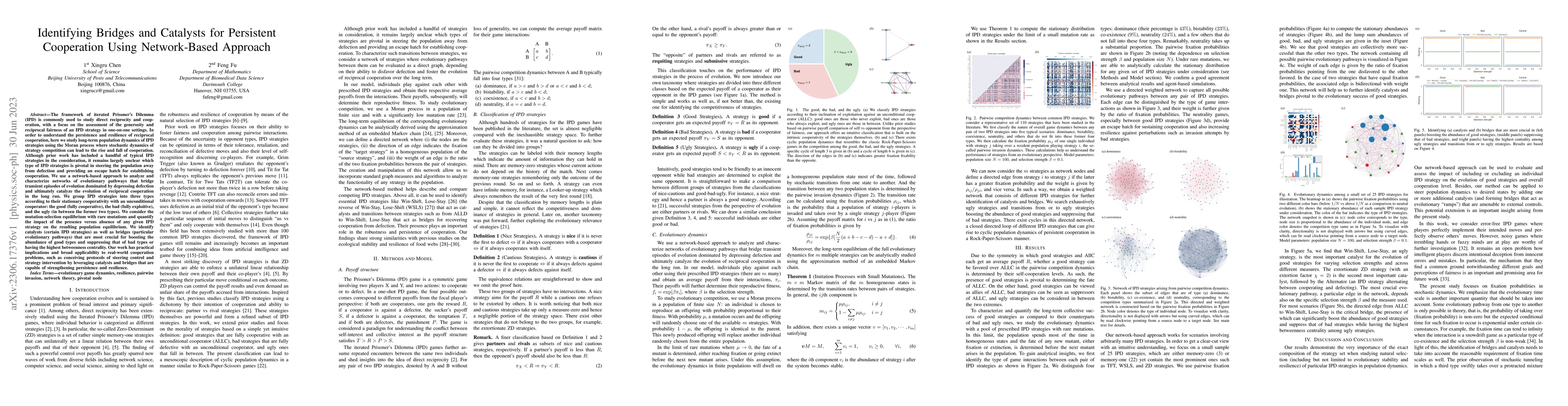 Thumbnail for Identifying Bridges and Catalysts for Persistent Cooperation Using
  Network-Based Approach