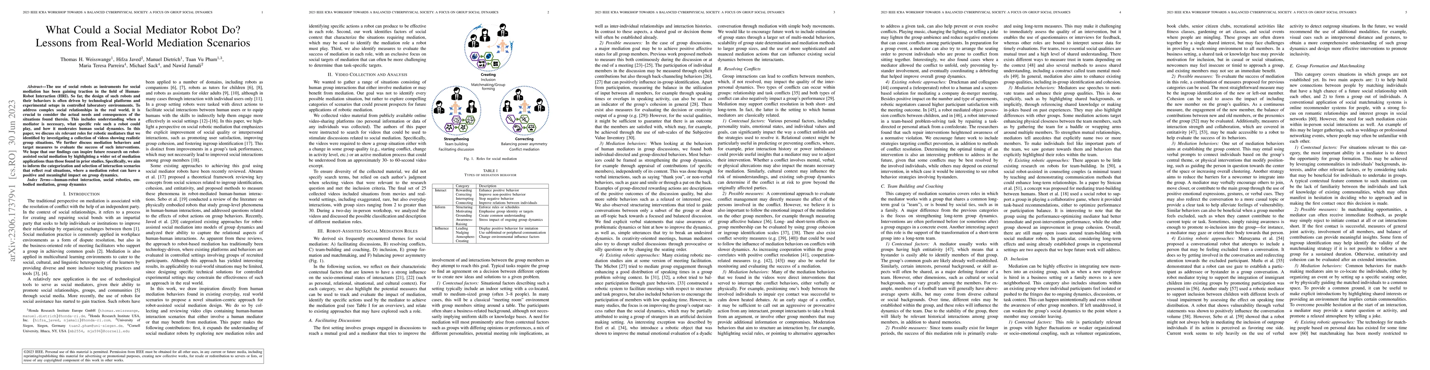 Thumbnail for What Could a Social Mediator Robot Do? Lessons from Real-World Mediation
  Scenarios
