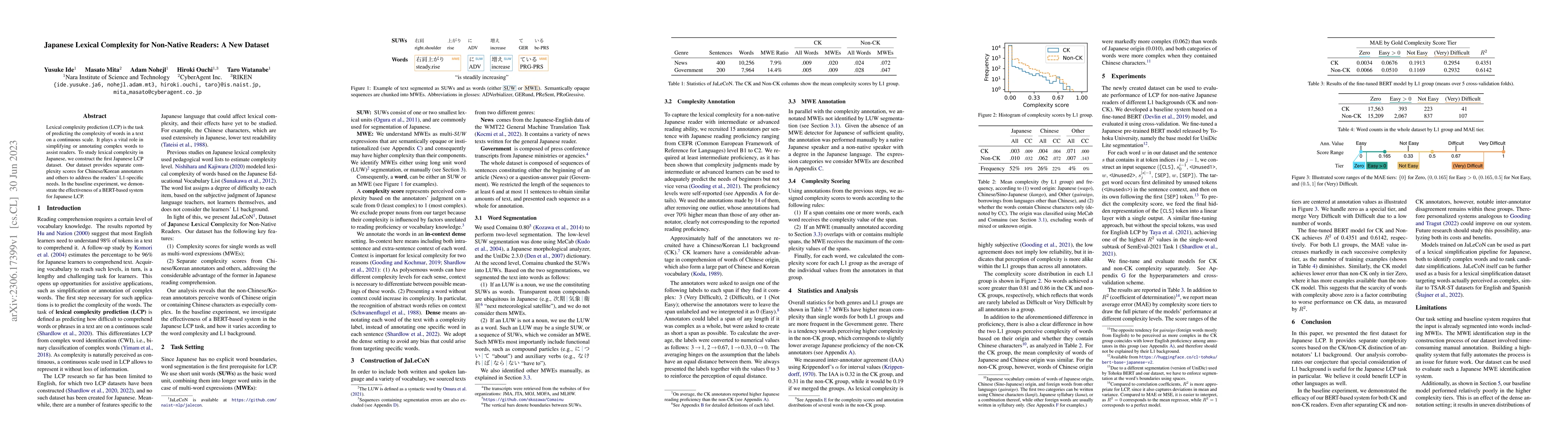 Thumbnail for Japanese Lexical Complexity for Non-Native Readers: A New Dataset