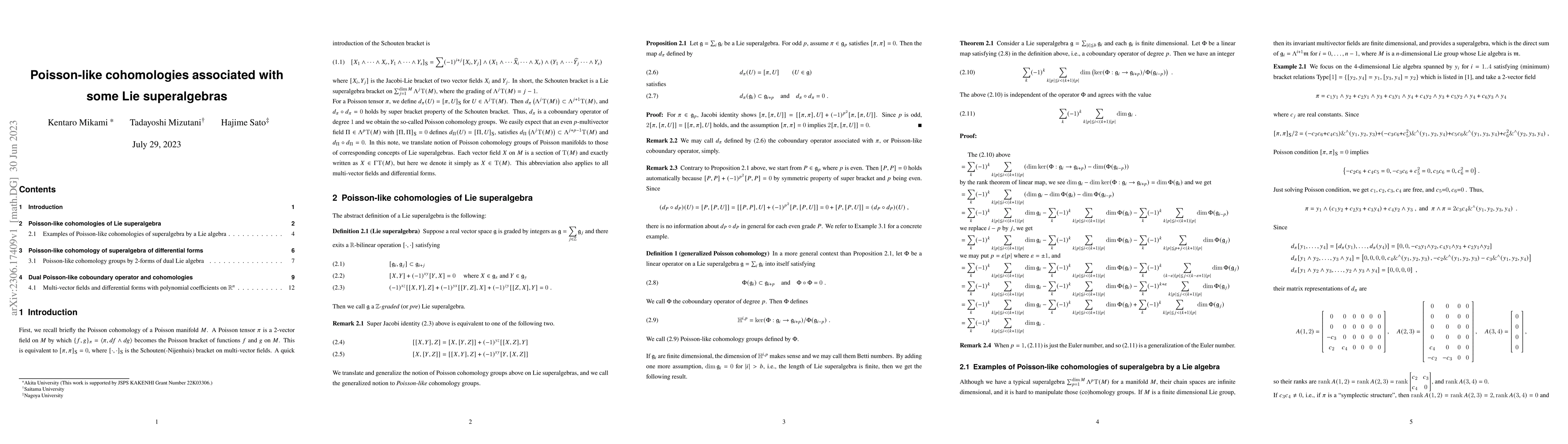 Thumbnail for Poisson-like cohomologies associated with some Lie superalgebras