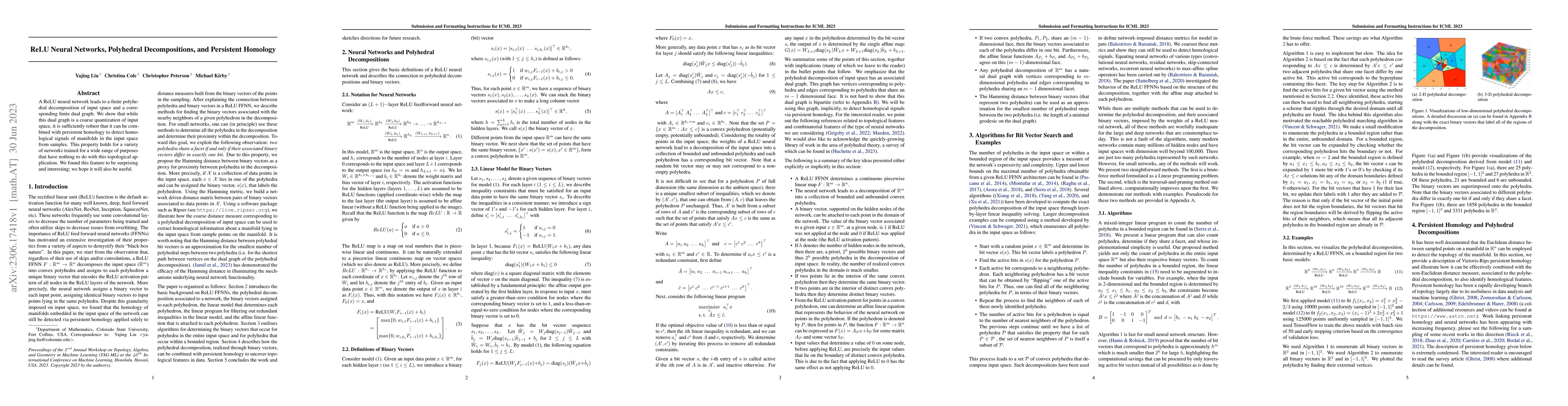 Thumbnail for ReLU Neural Networks, Polyhedral Decompositions, and Persistent Homolog