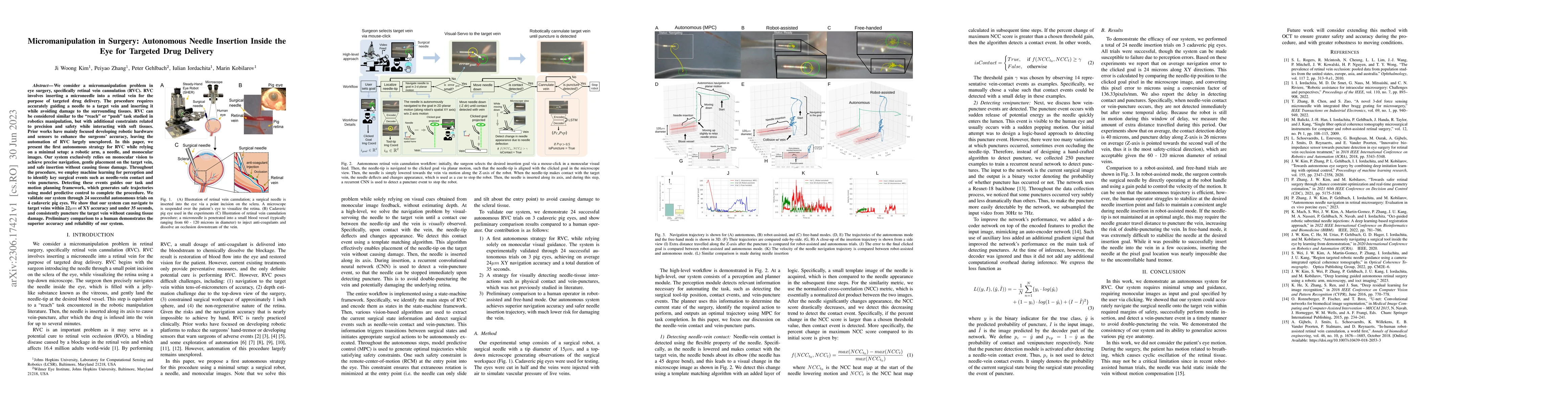 Thumbnail for Micromanipulation in Surgery: Autonomous Needle Insertion Inside the Eye
  for Targeted Drug Delivery