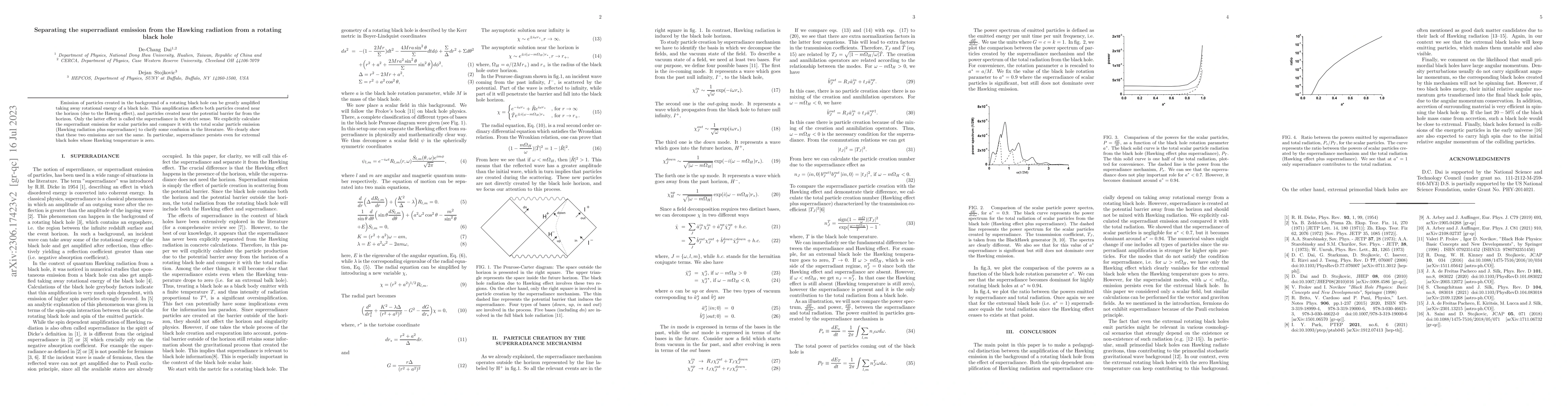 Thumbnail for Separating the superradiant emission from the Hawking radiation from a
  rotating black hole