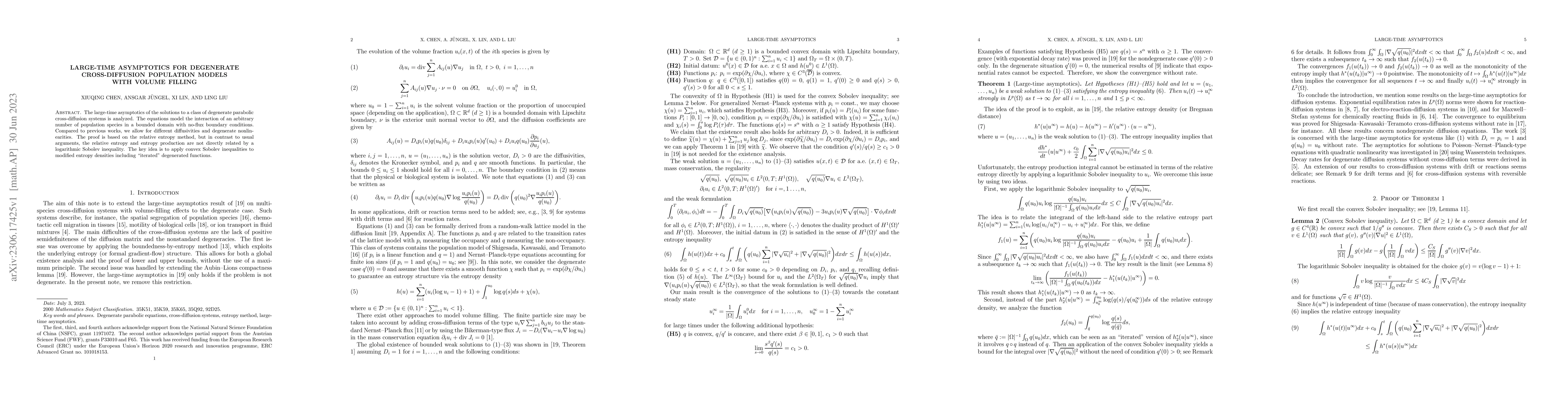 Thumbnail for Large-time asymptotics for degenerate cross-diffusion population models
  with volume filling