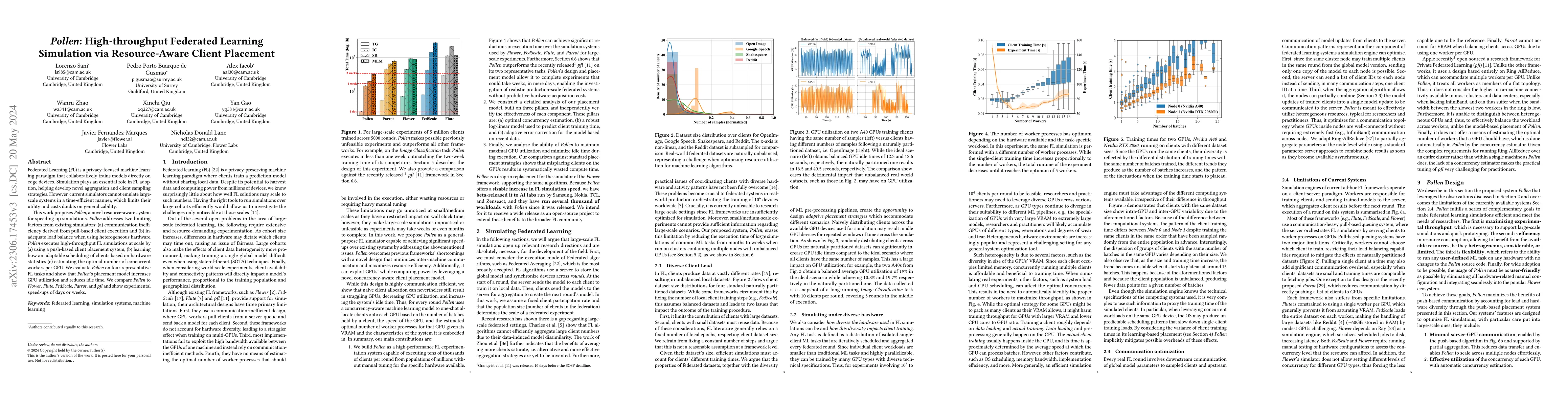 Thumbnail for Pollen: High-throughput Federated Learning Simulation via Resource-Aware
  Client Placement