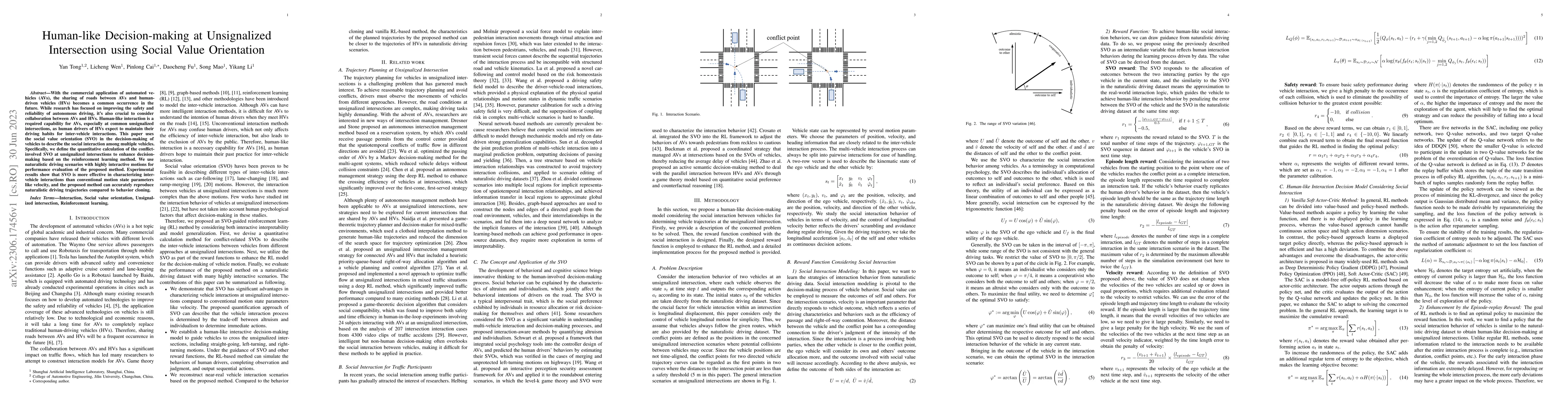 Thumbnail for Human-like Decision-making at Unsignalized Intersection using Social
  Value Orientation