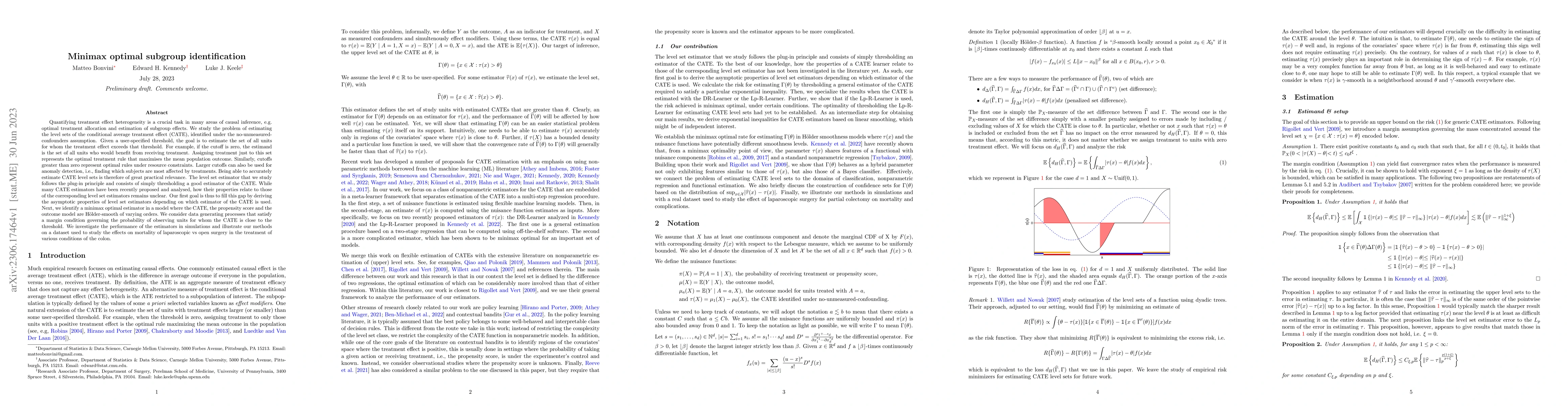 Thumbnail for Minimax optimal subgroup identification