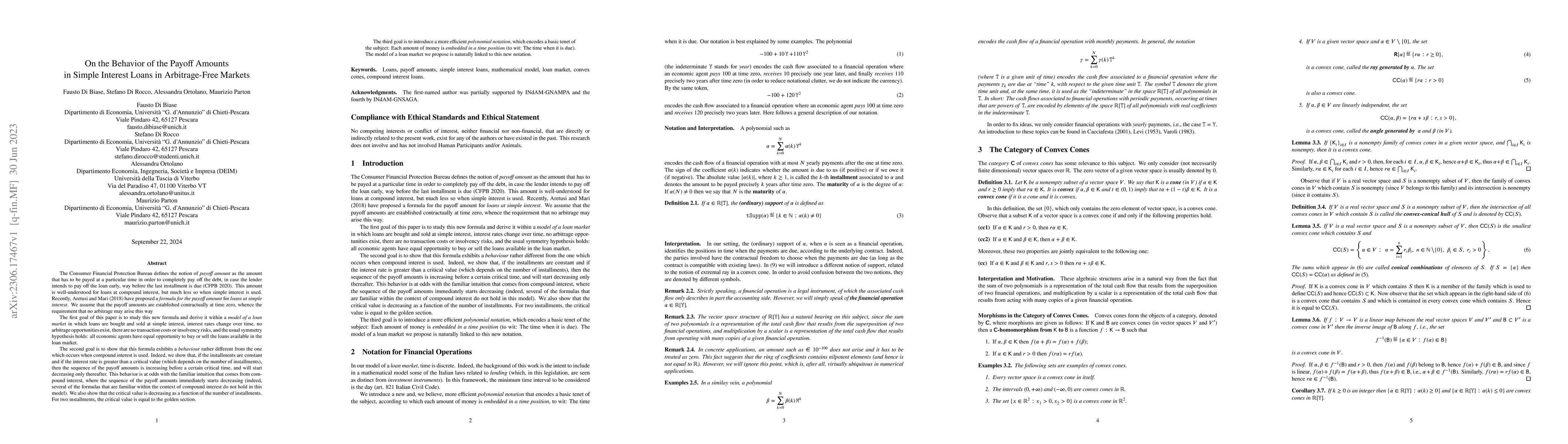Thumbnail for On the Behavior of the Payoff Amounts in Simple Interest Loans in
  Arbitrage-Free Markets