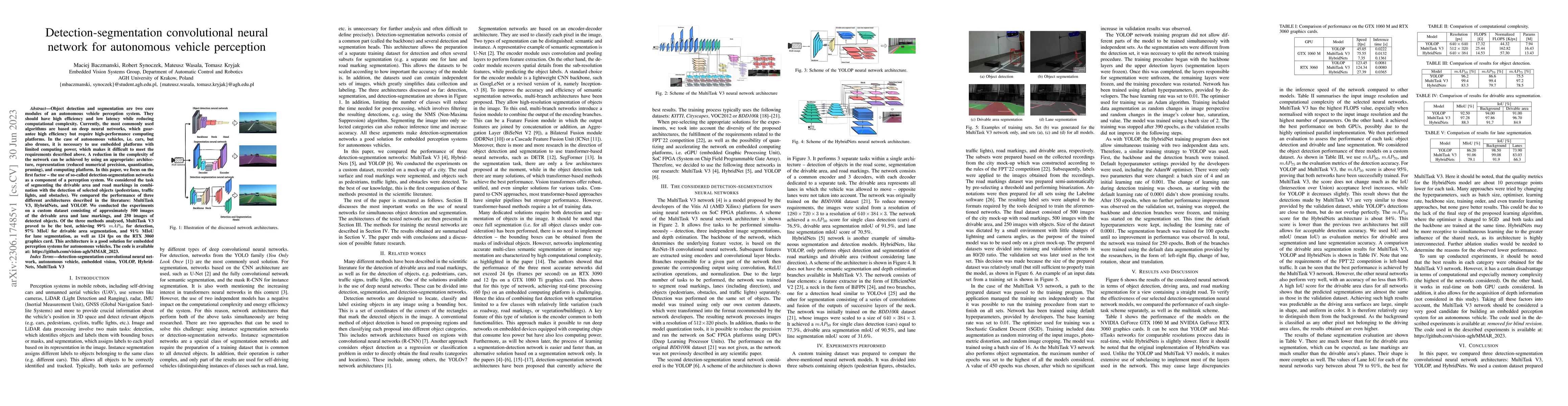Thumbnail for Detection-segmentation convolutional neural network for autonomous
  vehicle perception