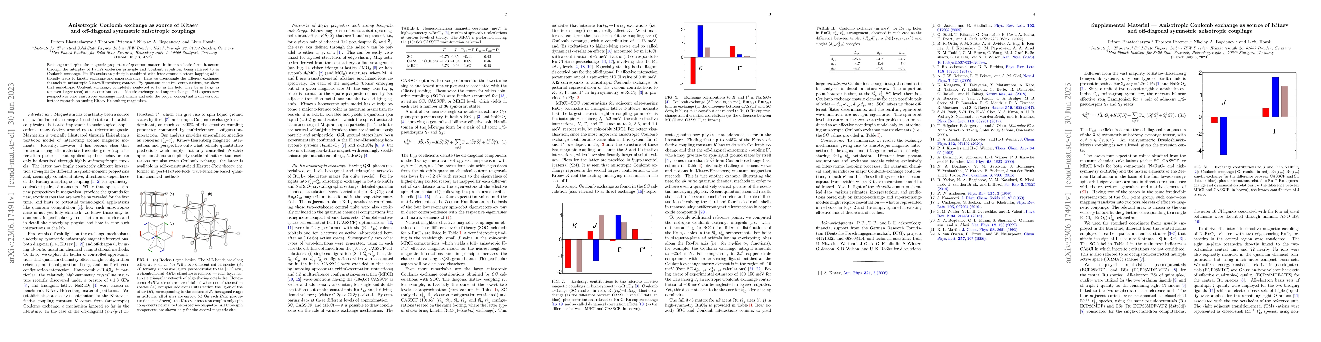Thumbnail for Anisotropic Coulomb exchange as source of Kitaev and off-diagonal
  symmetric anisotropic couplings