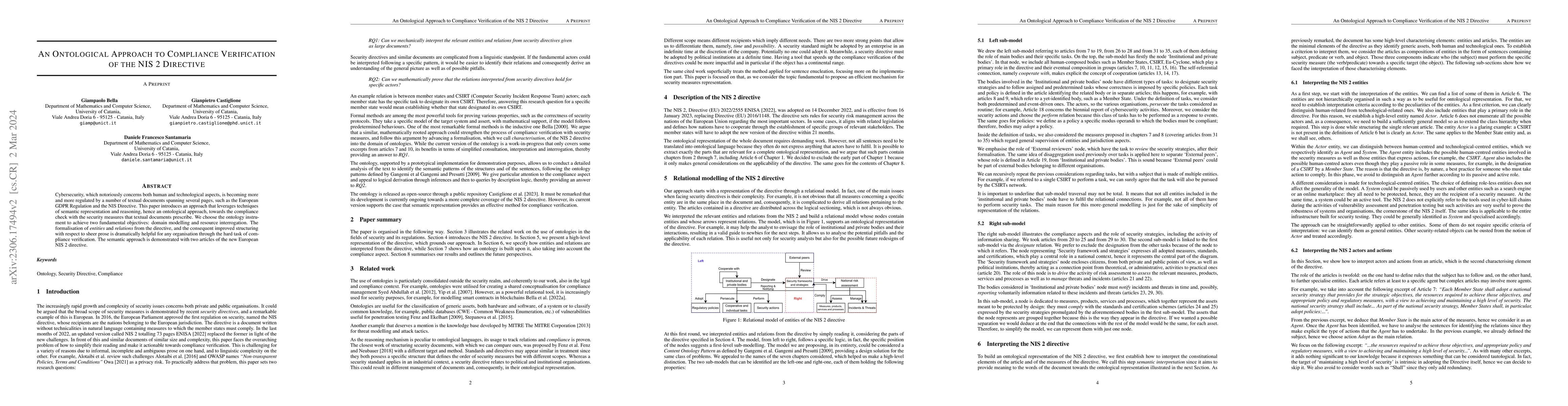 Thumbnail for An Ontological Approach to Compliance Verification of the NIS 2
  Directive