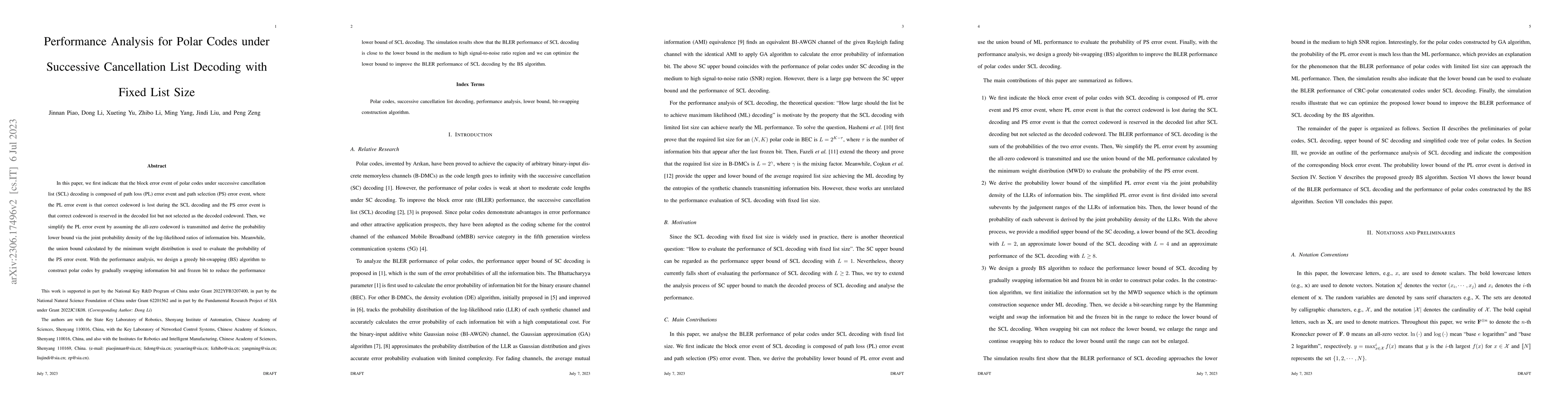 Thumbnail for Performance Analysis for Polar Codes under Successive Cancellation List
  Decoding with Fixed List Size