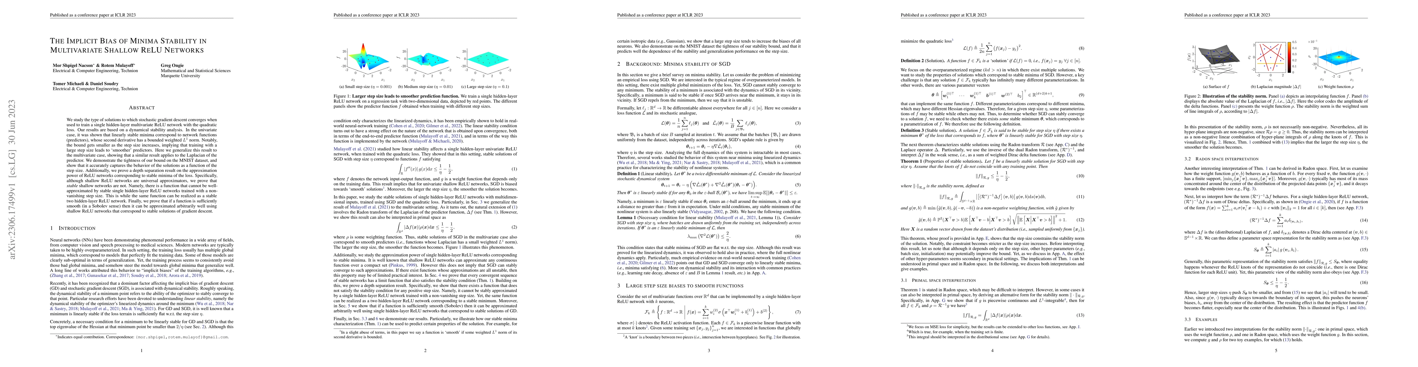 Thumbnail for The Implicit Bias of Minima Stability in Multivariate Shallow ReLU
  Networks