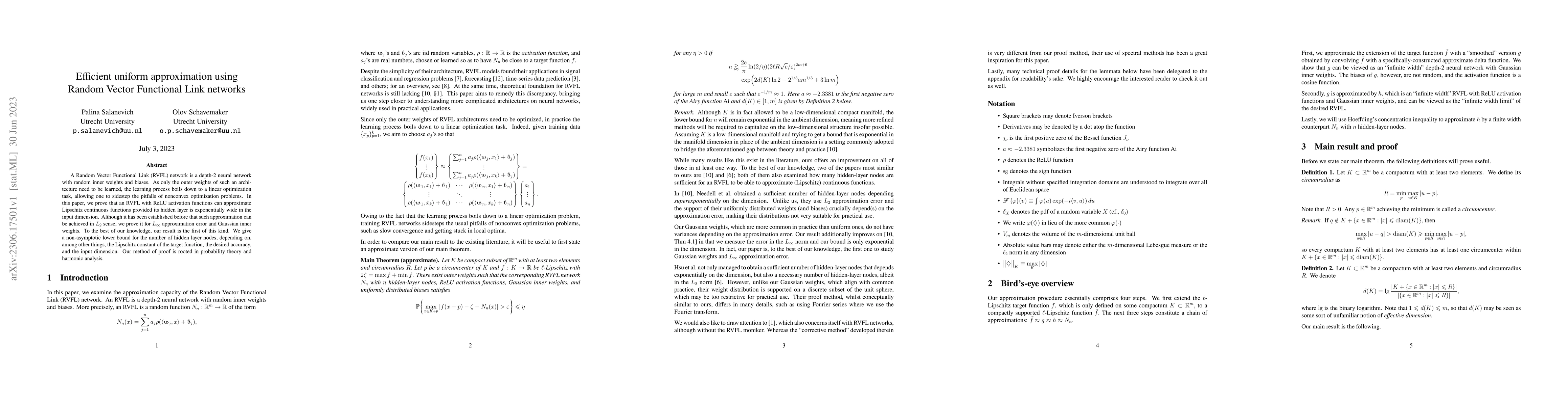 Thumbnail for Efficient uniform approximation using Random Vector Functional Link
  networks