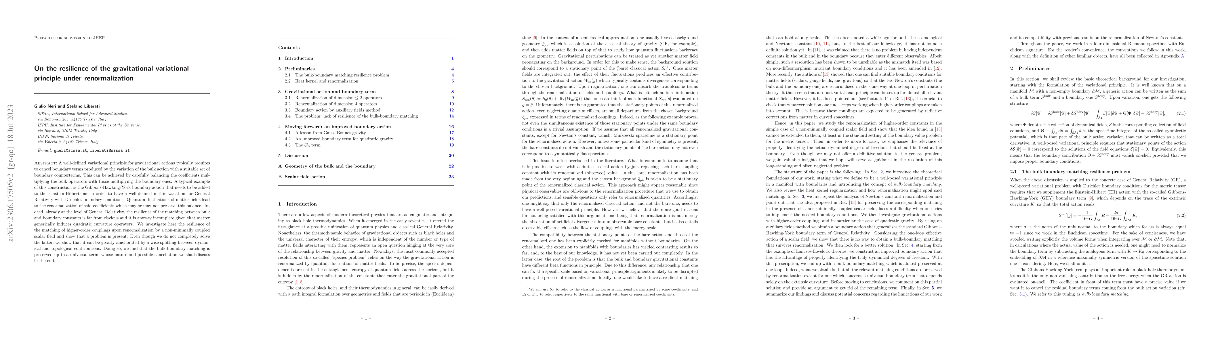 Thumbnail for On the resilience of the gravitational variational principle under
  renormalization