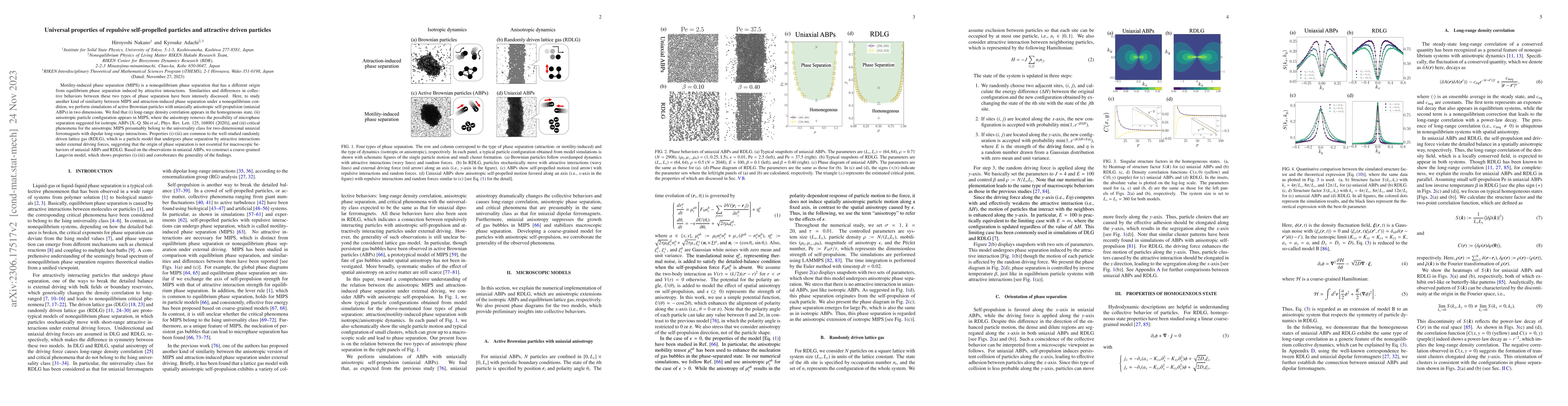 Thumbnail for Universal properties of repulsive self-propelled particles and
  attractive driven particles