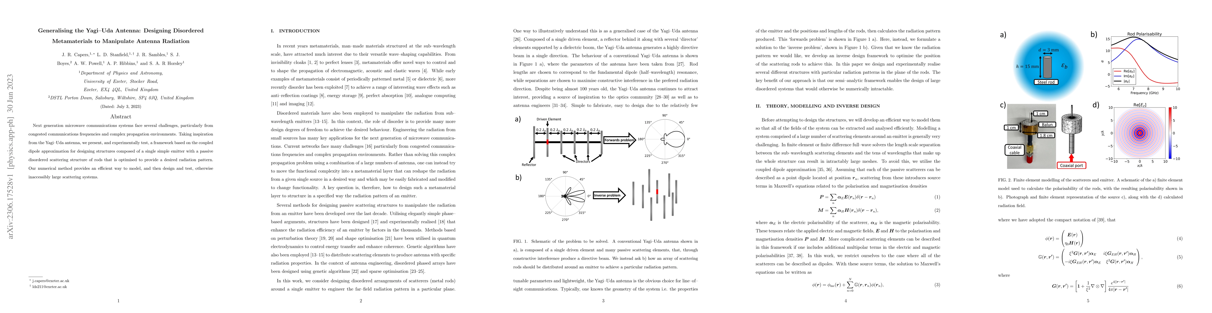 Thumbnail for Generalising the Yagi-Uda Antenna: Designing Disordered Metamaterials to
  Manipulate Antenna Radiation