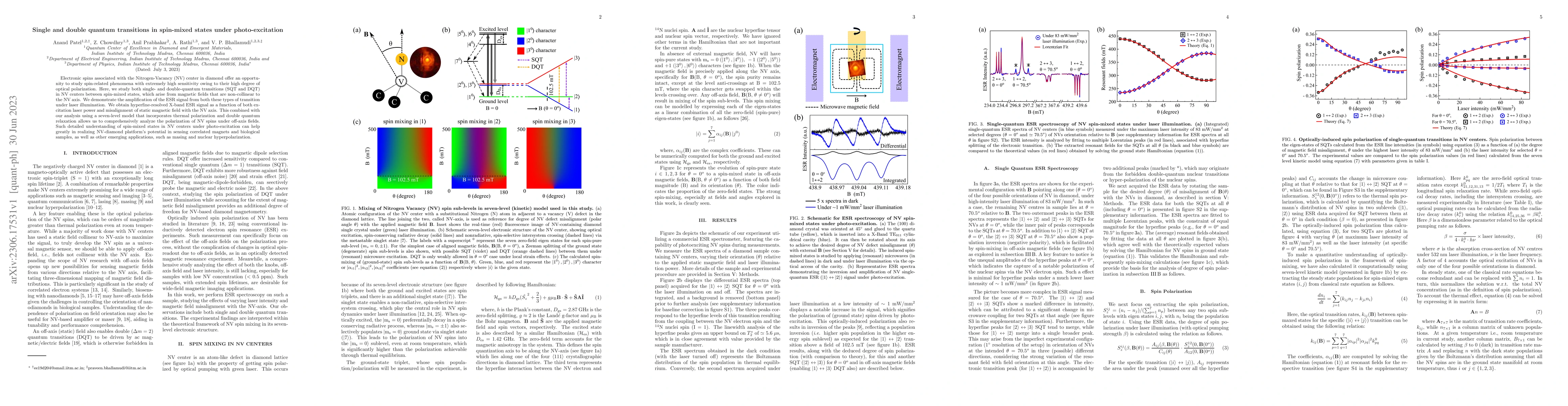 Thumbnail for Single and double quantum transitions in spin-mixed states under
  photo-excitation