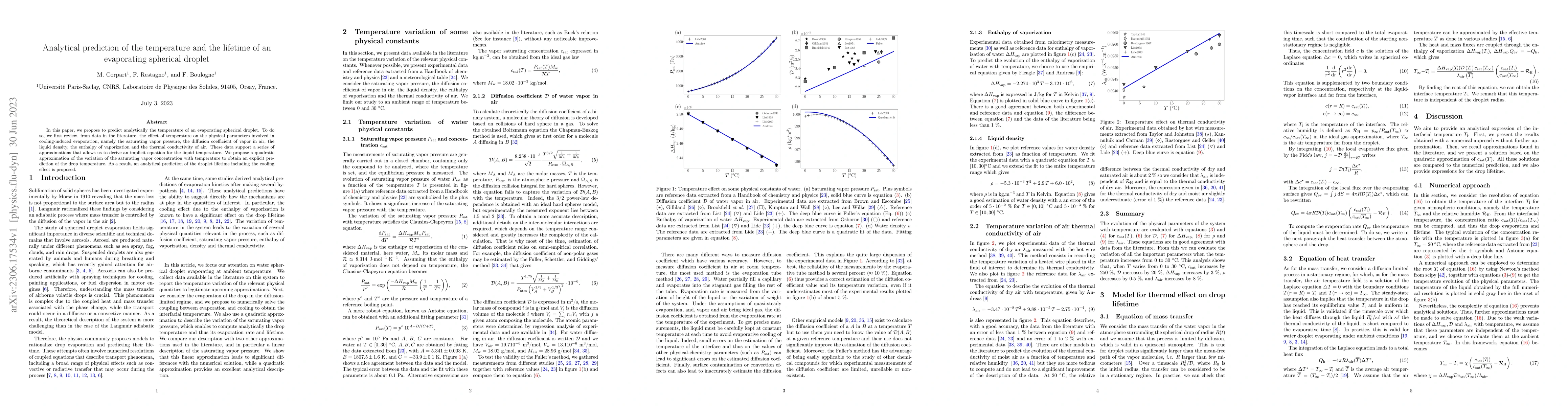 Thumbnail for Analytical prediction of the temperature and the lifetime of an
  evaporating spherical droplet