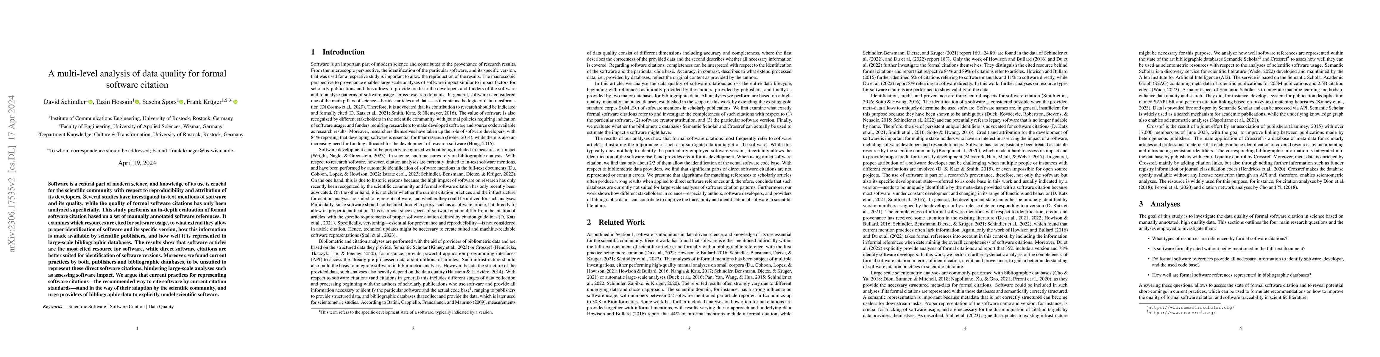 Thumbnail for A multi-level analysis of data quality for formal software citation