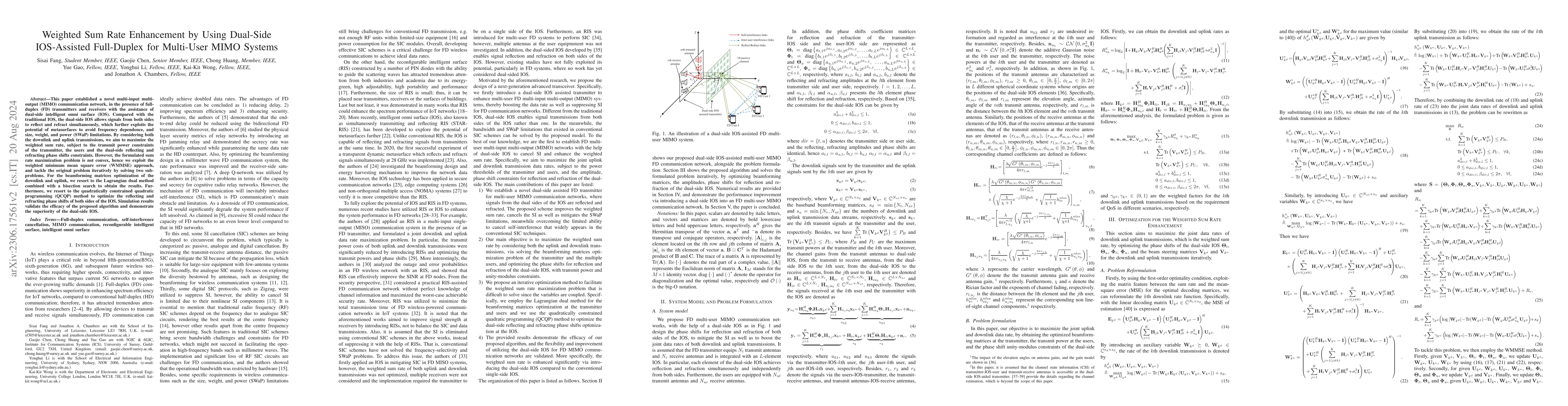 Thumbnail for Weighted Sum Rate Enhancement by Using Dual-Side IOS-Assisted
  Full-Duplex for Multi-User MIMO Systems