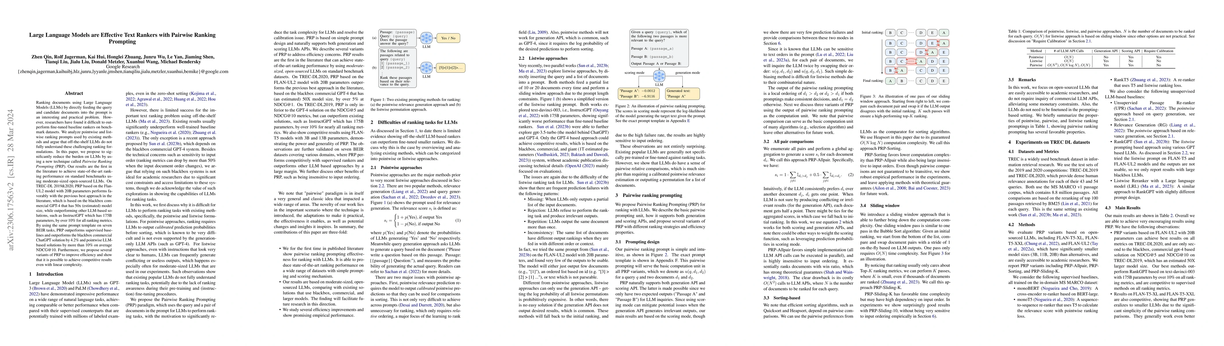 Thumbnail for Large Language Models are Effective Text Rankers with Pairwise Ranking
  Prompting
