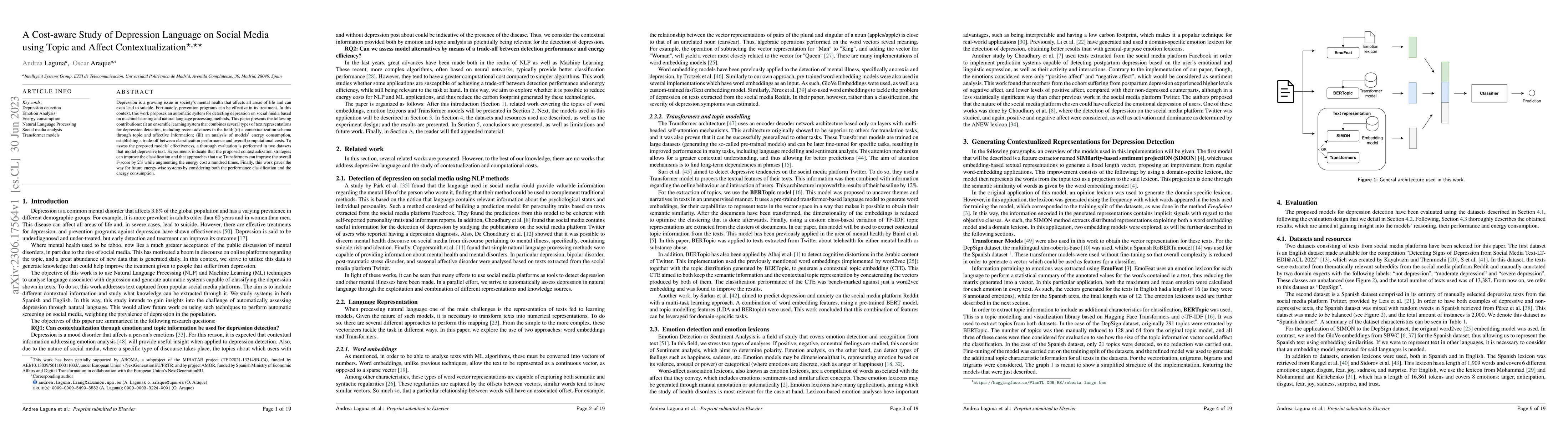 Thumbnail for A Cost-aware Study of Depression Language on Social Media using Topic
  and Affect Contextualization