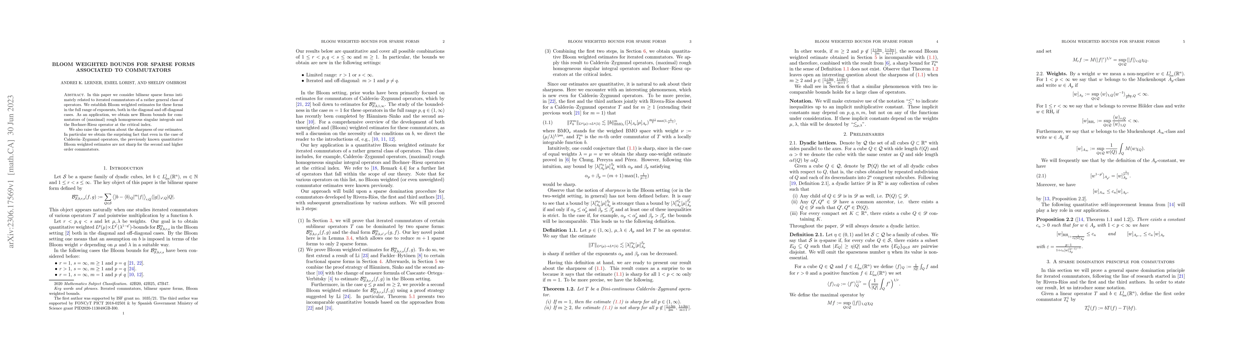 Thumbnail for Bloom weighted bounds for sparse forms associated to commutators