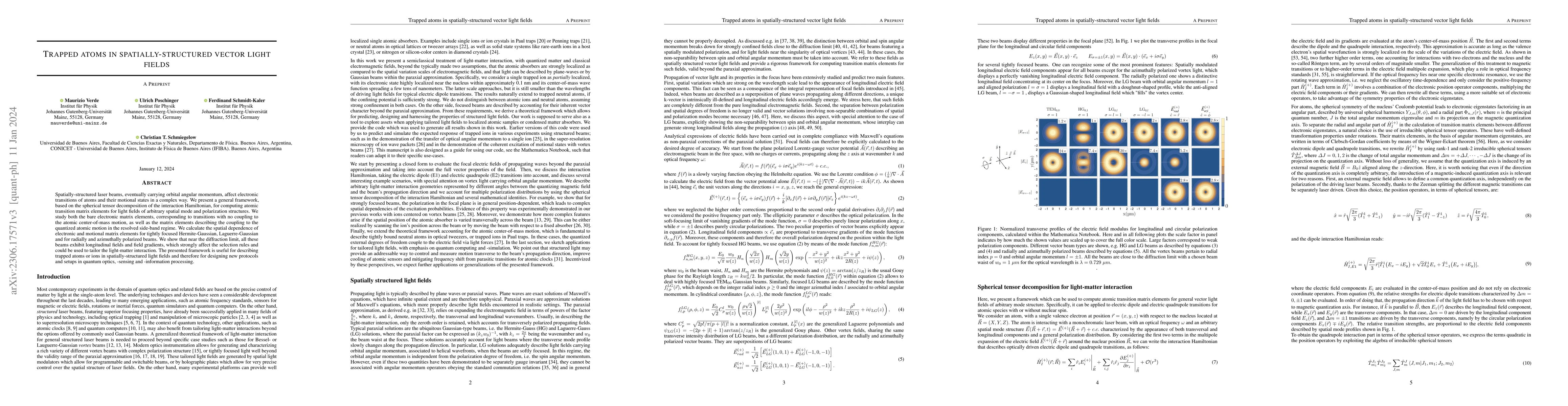 Thumbnail for Trapped atoms in spatially-structured vector light fields