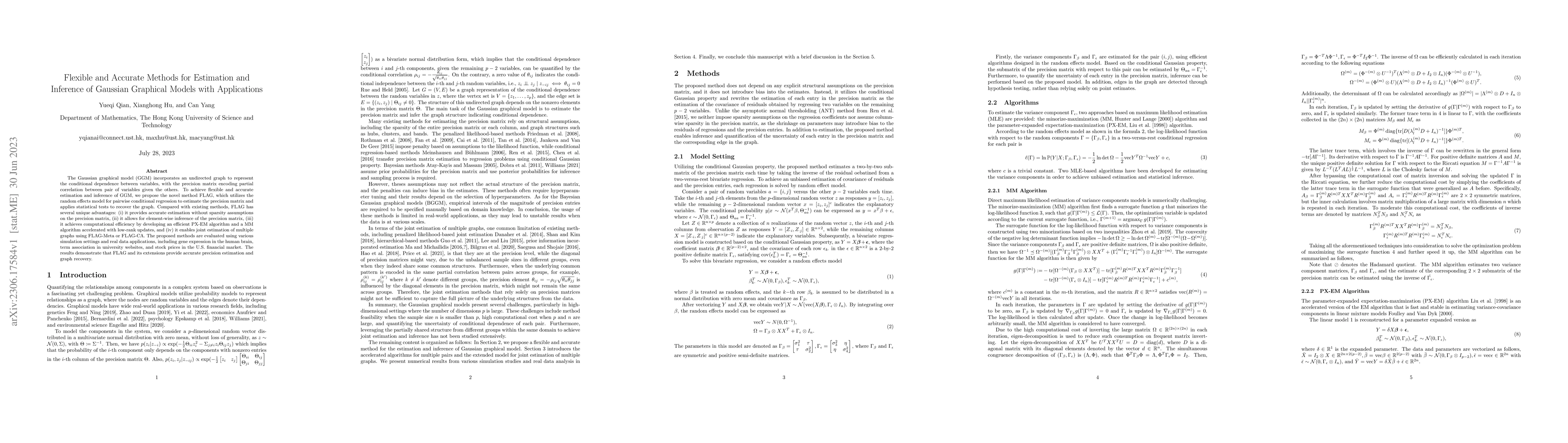 Thumbnail for Flexible and Accurate Methods for Estimation and Inference of Gaussian
  Graphical Models with Applications